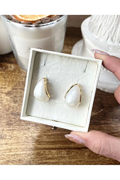 Vintagezegeni Beyaz Akik Taşlı Vintage Küpe