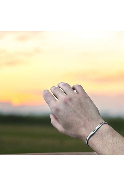 Perle Norie Silver Color Unisex Steel Thick Knitted Chain Steel Bracelet Does Not Tarnish
