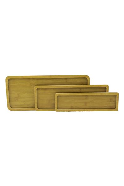 RubyBoutiques Rectangular - Straight Edge - Set of 3 Wooden Mdf Presentation Tray Set 10X33.5-14X39.5-1 - Blc8018-5219