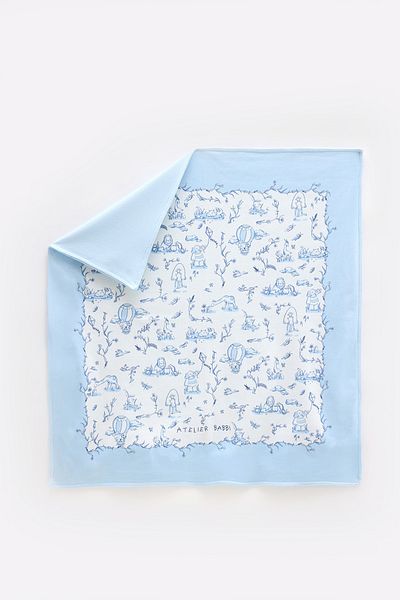 Atelier Babbi بطانية ذات وجهين - تويل دي جوي / أزرق