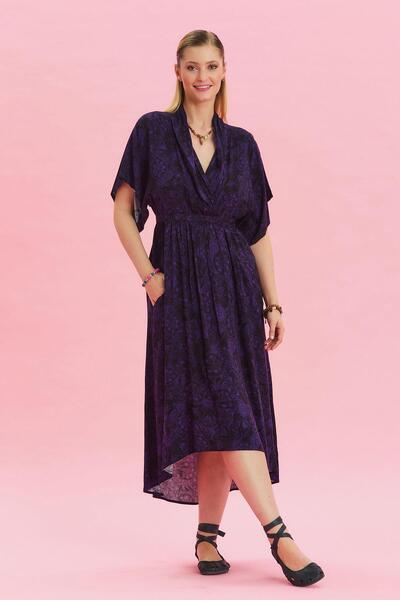 Los banditos V Yaka Büzgü Detaylı Yazlık Elbise