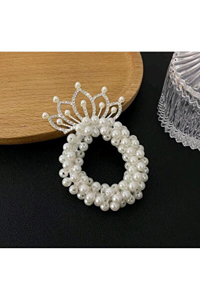 REBORN DESIGN حجر الزركون فضي اللون تاج الملكة الشكل مشبك مطاطي لؤلؤي