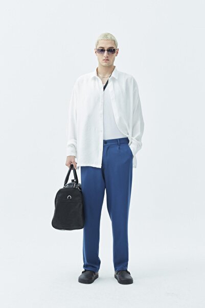 Vamos Vizon Basic Baggy Kumaş Pantolon İndigo