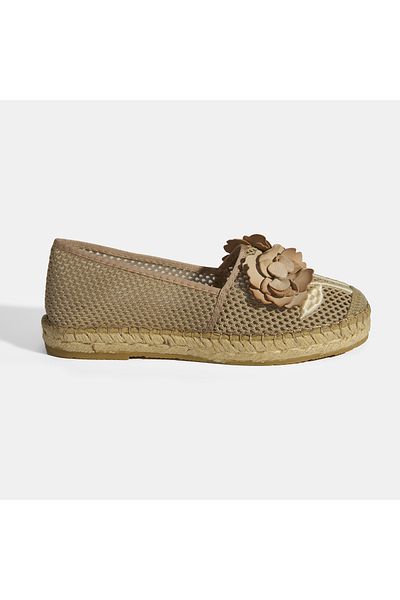 Desa Mink Women's Espadrille with Floral Accessories and Mesh Detail