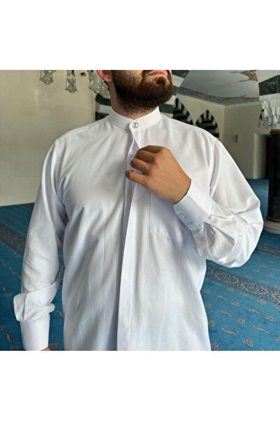 İkranur Πολυτελές βαμβακερό πουκάμισο με μακρυμάνικο γιακά - Ebyad 80%-20% Pl