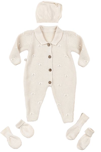 tinylamb Premium 4 Piece Newborn Baby Knitted Knitwear Jumpsuit and Hospital Discharge Set - 0-3 Months
