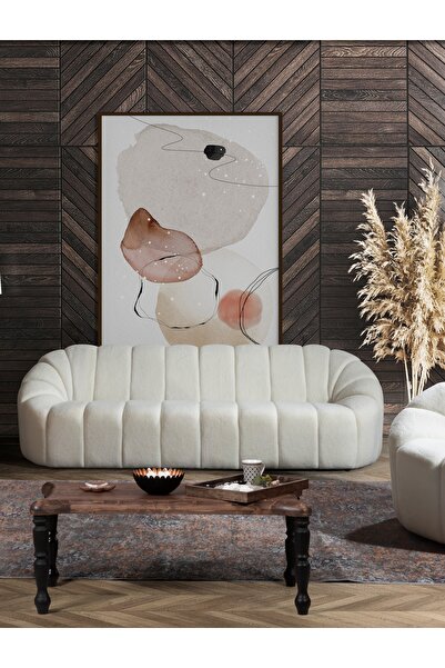 Mobilya Stant Most Line Dörtlü Kanepe İthal Beyaz Teddy Kumaş (Evinize Teslim)