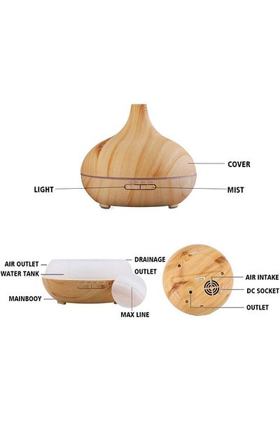 COOYA 5-in-1 Aroma Diffuser For Essential Oils,300ml,With Adjustable Timer,LED Lights,Ultra-Fine Mist