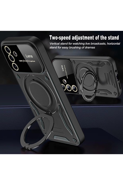 m.tk moveteck Samsung Galaxy A36 Case Magsafe Rotatable Ring Stand Camera Lens Protection Gold Detailed Tank