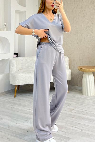 Lady Doll Σετ αθλητικών φόρμας με λαιμόκοψη με λαιμόκοψη από μαλακό ύφασμα Modal
