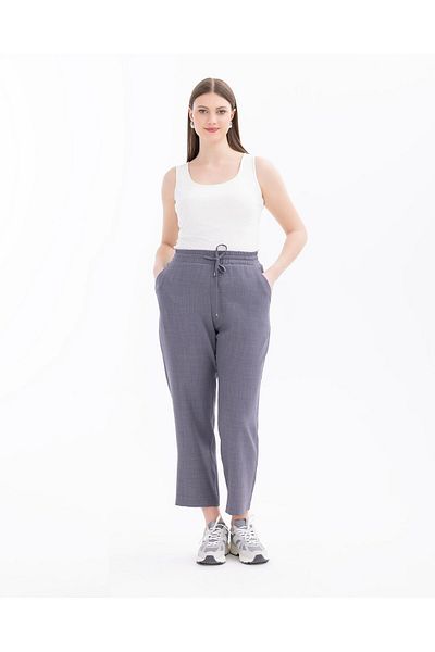 Gala-Xi Large Size Elastic Waist Gray Women's Trousers10002411014008