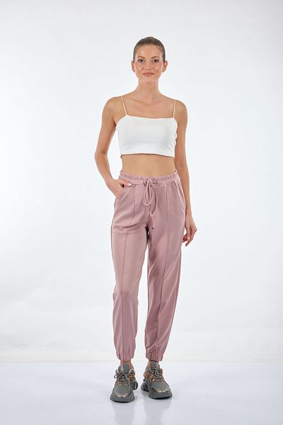 Vedi Plus Size Elastic Leg Normal Waist Elastic Powder Γυναικείο παντελόνι 22233401