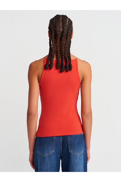 Dilvin 21020 Halter Collar Top-Red