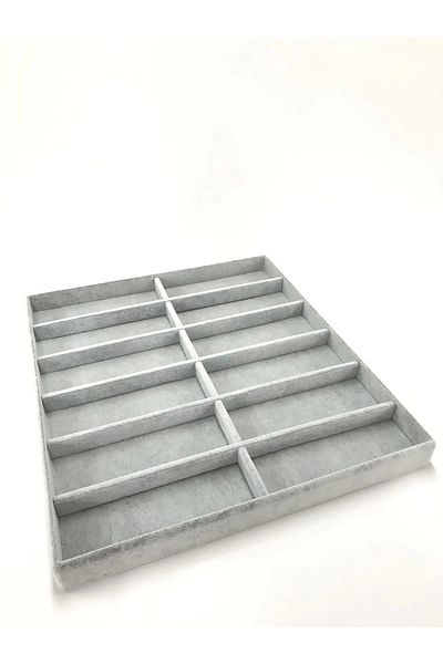 MeGass Dekor Domestic Production Havana Model Suede Fabric Gray Color 38 Cm / 36 Cm Glasses Display Drawer Stand