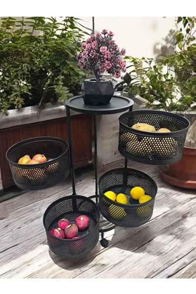 Magic Objects 4 Katlı Siyah Açılır Kapanır Sebzelik