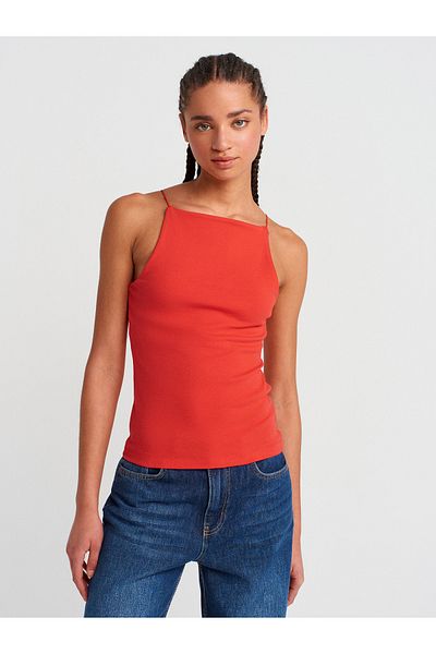 Dilvin 21020 Halter Collar Top-Red