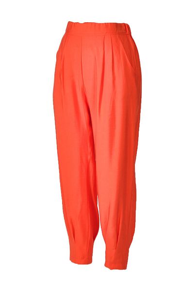 Ysatis Orange Colored Skinny Leg Women's Trousers - Elastic Waist24242000119
