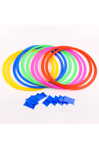 Arabest 10 Multi-Colored Rings Game Toys ,Lightweight and portable,Hopscotch Ring Game