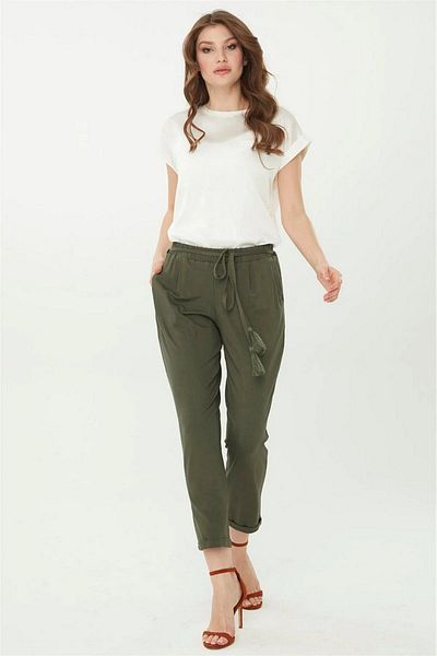 Desen Carrot Cut Regular Waist Khaki Women's Trousers DSN22722