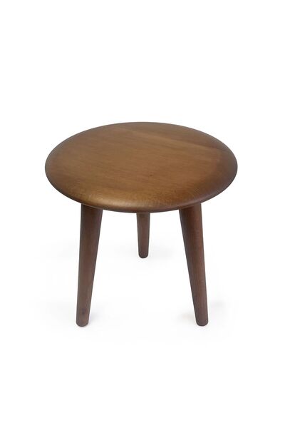 Mezmob Masif Kayın Tabure Sehpa Üç Ayaklı Yuvarlak Ceviz(H=35 CM)