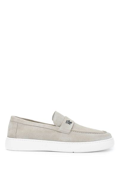 Tamer Tanca Men's Genuine Leather Beige Loafer Shoes