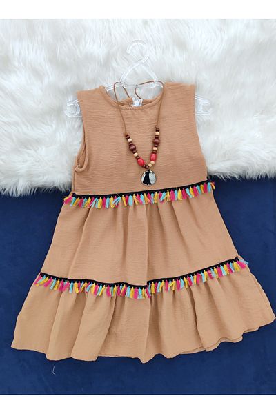 Kerimino Girl's Dress with Tasseled Necklace