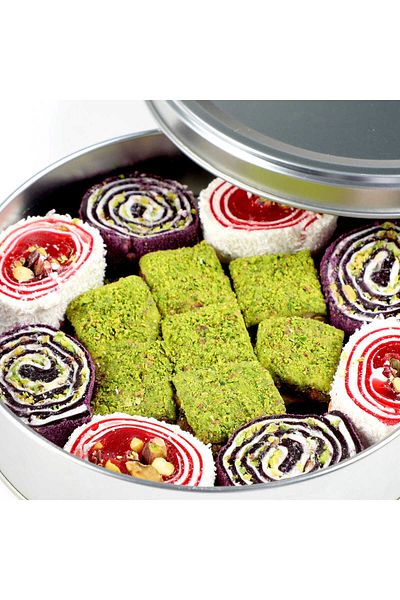 Hacı Şerif Sultan and Bundle Turkish Delight Round Metal Box 400g