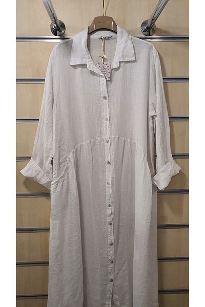Park Moda ΜΑΚΡΥ ΙΤΑΛΙΚΟ ΛΙΝΟ ΠΟΥΚΑΜΙΣΟ ΦΟΡΕΜΑ ΜΕ ΑΠΛΟ ΣΧΕΔΙΟ