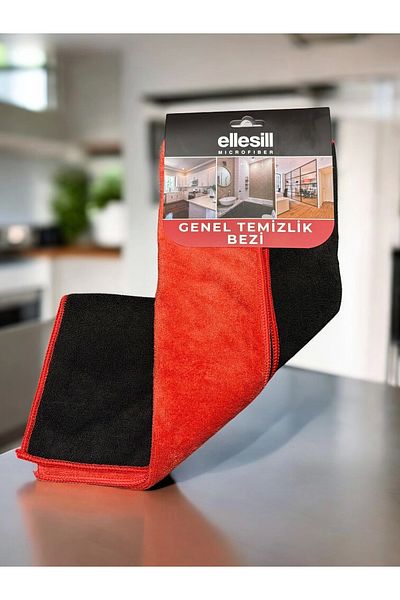 Ellesill Pack of 2 Red and Black General Microfiber Cleaning Cloth 40X40 cm - Ultrascrub