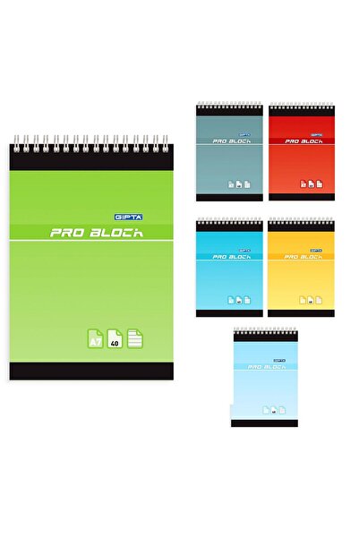 Gıpta Pro Block Yaprak Karton Kapak Spiralli Not Defteri A6 40 Kareli (1499)
