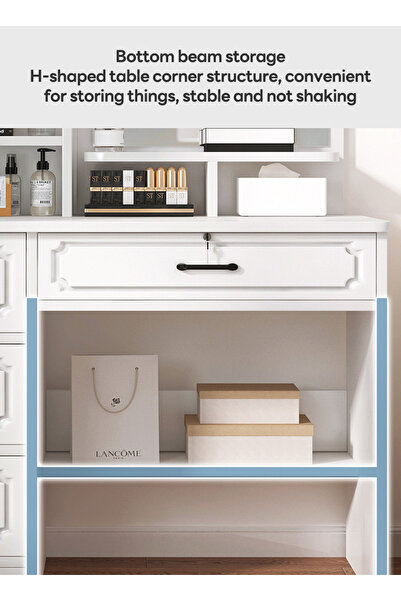 sharpdo 80x40x137cm Vanity Table with LED Mirror, 4-Drawer Bedroom Dresser Makeup Table