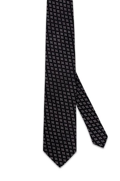 Bursa İpek Black Patterned Silk Tie