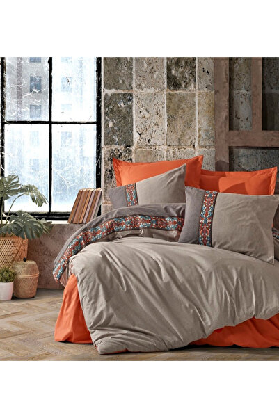 Cotton Box Lenjerie pat dublu cu broderii, bumbac 100% ranforce, Folk Art Tru...