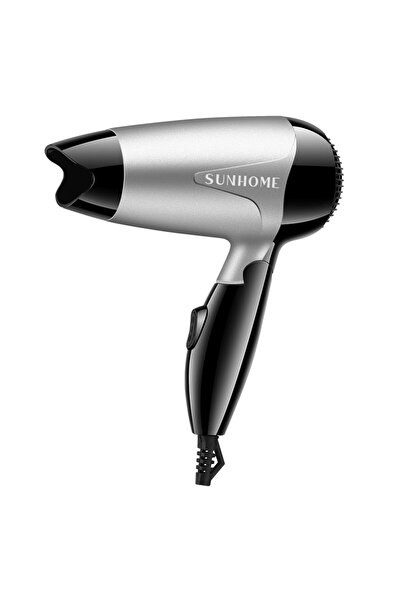 Sunhome مجفف شعر صغير قابل للطي للسفر بقوة 1200 واط، فضي/أسود