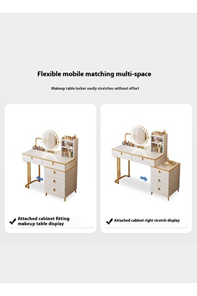 sharpdo Modern Minimalist Dressing Table with LED Makeup Mirror and 3 Drawers - 100*40*120CM
