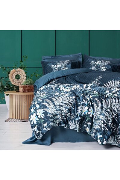 Cotton Box Luxury satin bed linen 6 pieces with leaves and flowers, Cotton Bo...