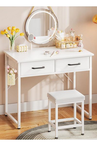 sharpdo Modern Home Multifunctional Dressing Table with Double Drawer Storage