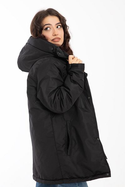 Montland Sports Women's Black Fleece Inside Water and Windproof Hooded Winter Coat & Coat & Parka
