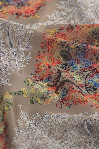 Bursa İpek Mink Ethnic Pattern Soft Shawl