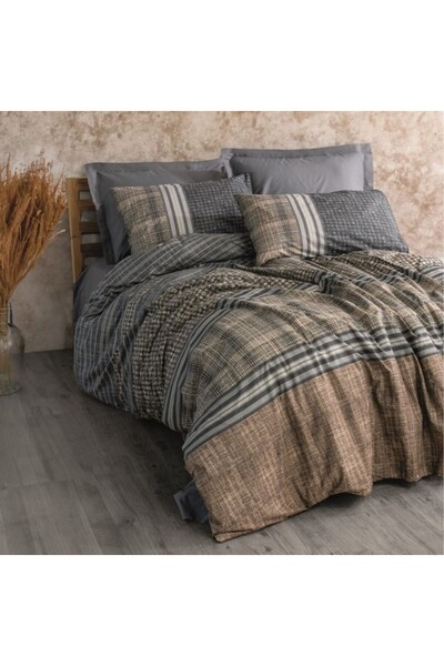 Cotton Box Lenjerie pat dublu bumbac 100% ranforce, Cotton Box, Timbre Antracit