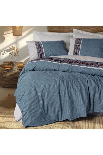 Cotton Box Double bed linen with geometric embroidery, 100% cotton ranforce, ...