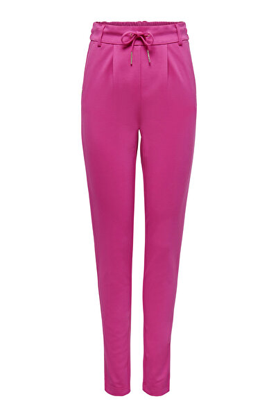 ONLY Pantaloni de damă fucsia cu talie elastică tăiați morcov 15115847