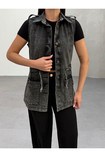 SOLİS MODA Women's Denim Vest