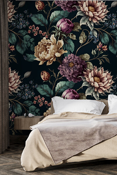 dreamwall Görkemli ve Zarif Çiçek Duvar Kağıdı -Isı ve Ses Yalıtımı Yırtılmaz