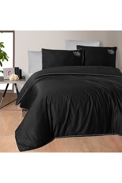 First Choice Lenjerie de pat, negru, bumbac satin de lux 6 piese, First Choice, Timeless, Good night