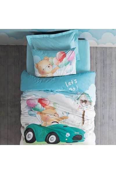Cotton Box 100% cotton bed linen for 1 person, Cotton Box, Buddy Blue
