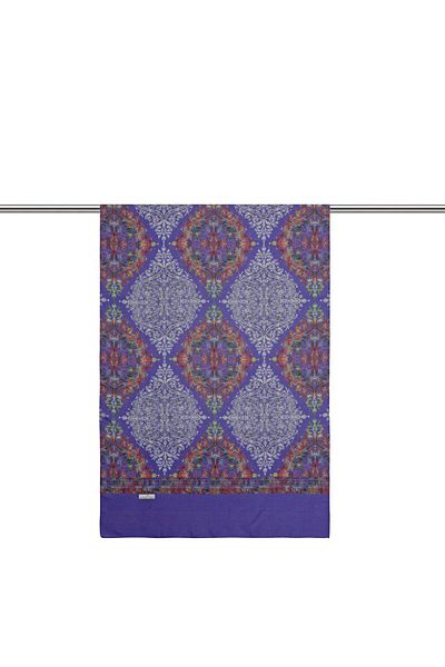 Bursa İpek Purple Ethnic Pattern Soft Shawl
