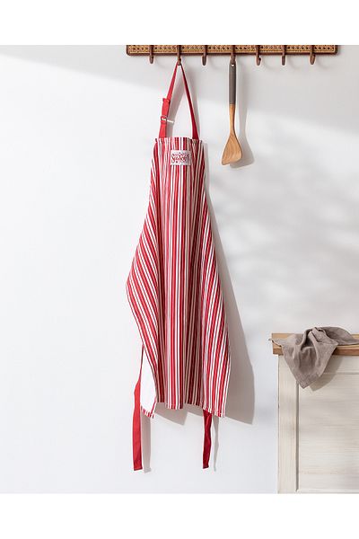 Madame Coco Elenor 100% Cotton Kitchen Apron - White/Red