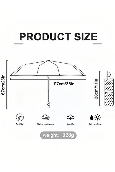 fulina Automatic Open/close Umbrella,UPF 50+ Uv Folding Windproof,8 Strong Alloy Bars,Ultralight,White