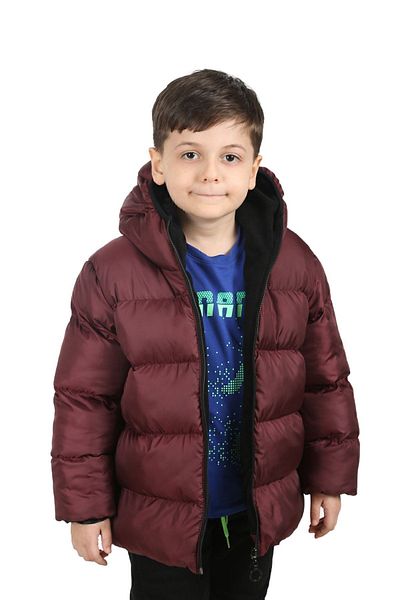 Outriverkids Sports Boy's Burgundy Fleece Hooded Waterproof Wind Resistant Winter Coat
